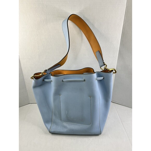 DOONEY & BOURKE Lt Blue Leather Emerson Marlowe Drawstring Bucket Shoulder Bag - Picture 5 of 16